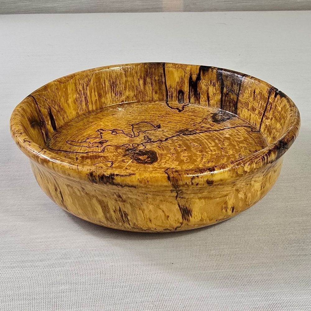 Handmade Sugar Maple Wood Bowl – 6" Spalted Catchall Dish Rustic Decor